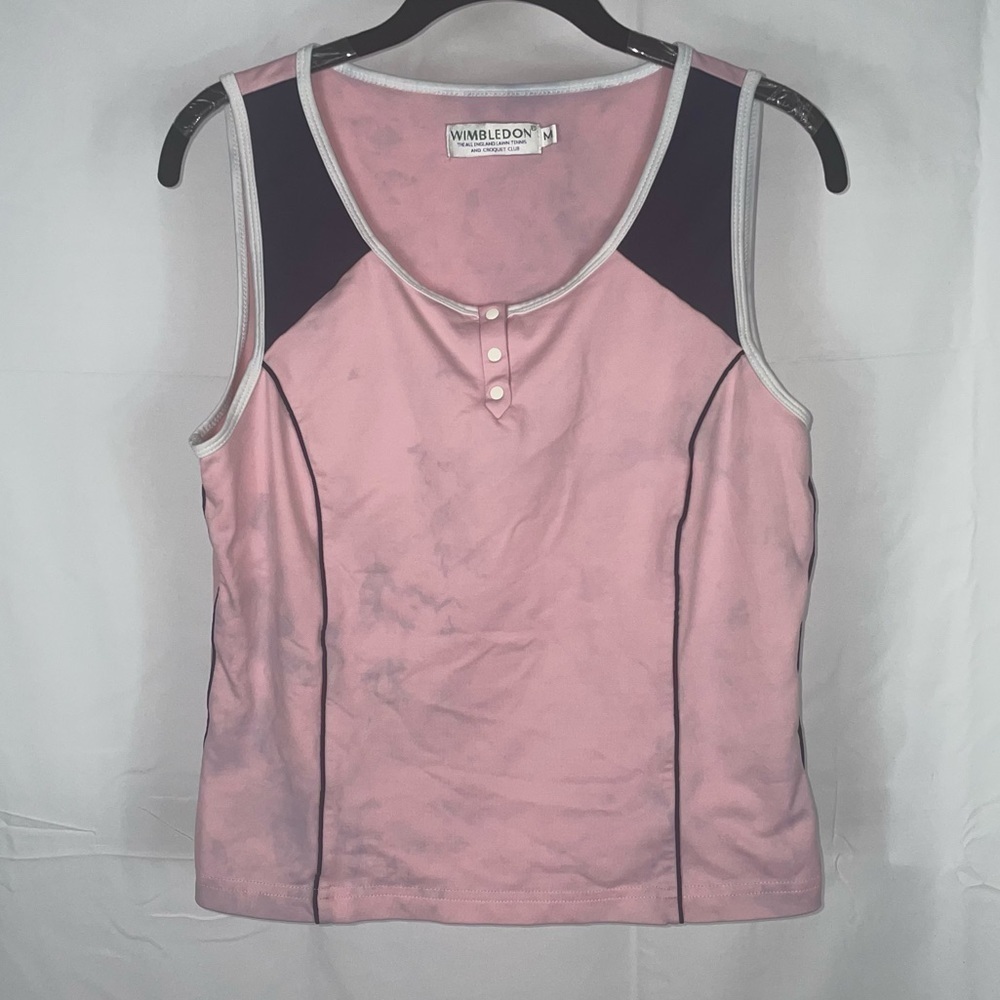 Wimbledon Top Y2K Marble Sleeveless Scoop Neck Golf Tennis Croquet Pull On Shirt